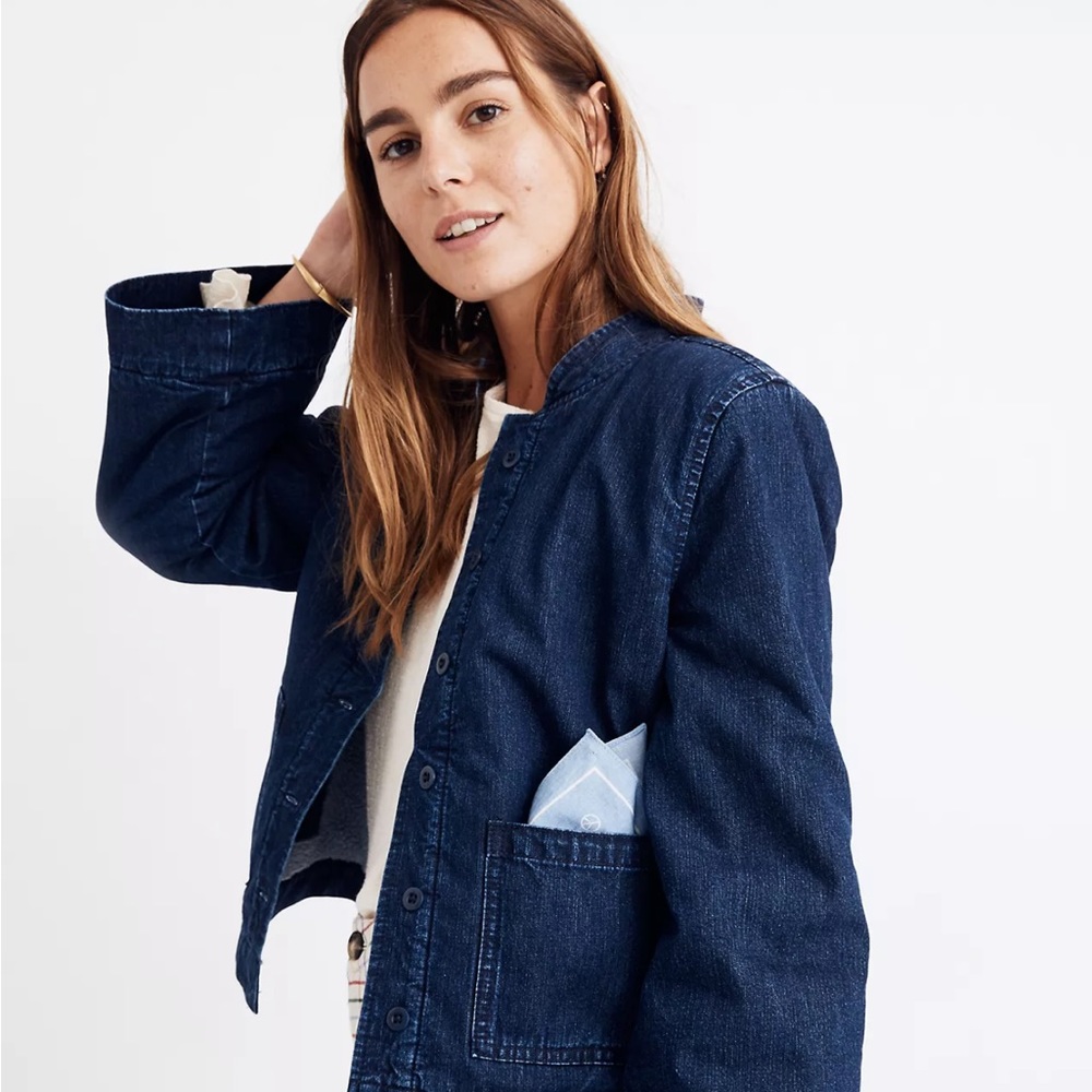 madewell reversible sherpa jean jacket small
